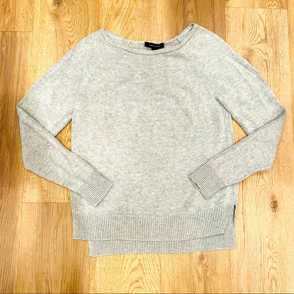 Ann Taylor Warm Gray Knitted Loose Fit Sweater
